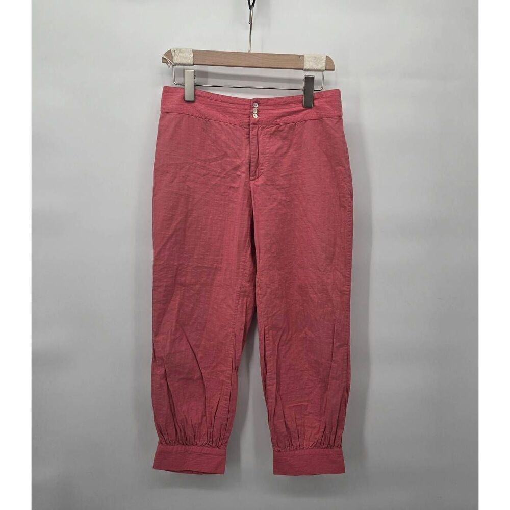 Anokhi Women's Pants Size XS Cropped Pink Pearl Buttons